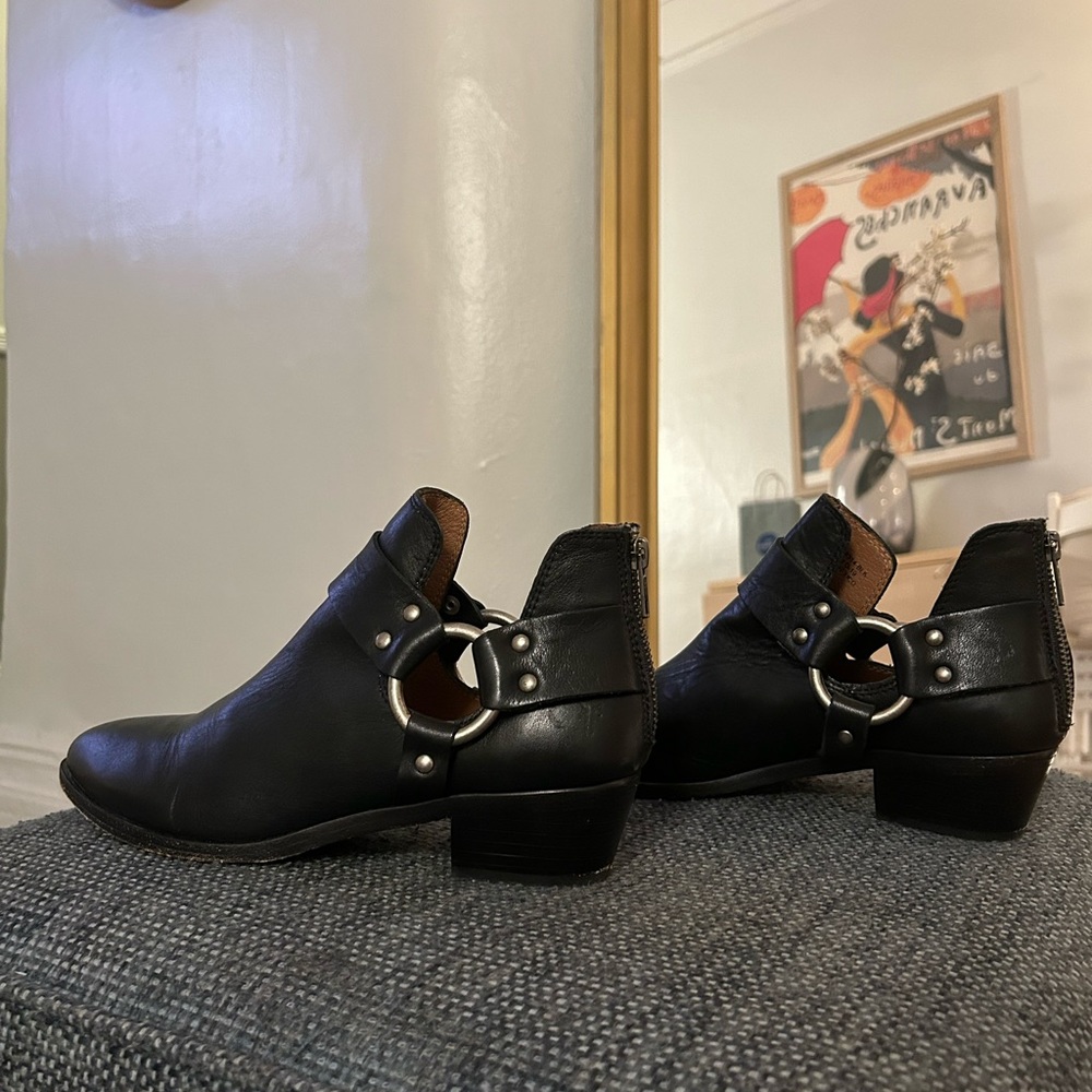 Frye leather harness back zip boot